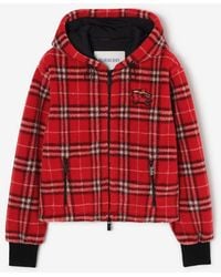 Burberry - Cropped Check Fleece Hooded Jacket - Lyst
