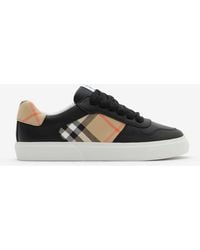 Burberry - Childrens Check And Leather Sneakers - Lyst
