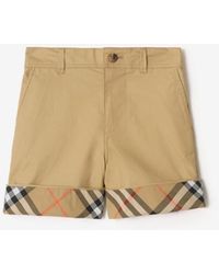 Burberry - Childrens Check Turn-Up Cotton Shorts - Lyst