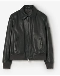 Burberry - Leather Bloomsbury Bomber Jacket - Lyst
