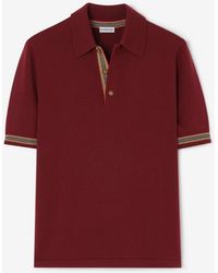 Burberry - Icon Stripe Trim Wool Polo Shirt - Lyst