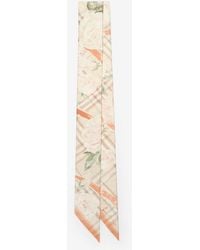 Burberry - Skinny Rose Check Silk Scarf - Lyst