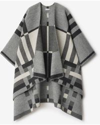 Burberry - Colour Block Check​ Wool Cape - Lyst