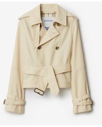 Burberry - Cropped Cotton Blend Trench Jacket - Lyst