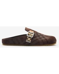 Burberry - Check Suede Urchin Clogs - Lyst