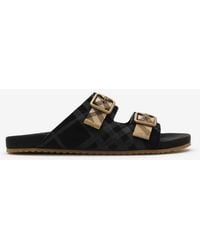 Burberry - Check Suede Urchin Sandals - Lyst