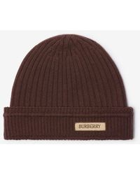 Burberry - Logo Patch Wool Beanie - Lyst
