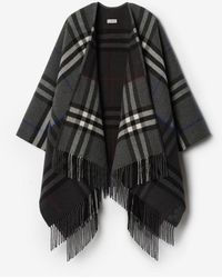 Burberry - Contrast Check Cashmere Wool Cape - Lyst
