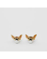 Burberry Boutons de manchette plaqués or avec daim - Métallisé