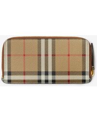 Burberry - Large Check Zip Card Case - Lyst
