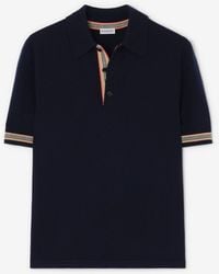Burberry - Icon Stripe Trim Wool Polo Shirt - Lyst