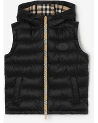 Burberry - Childrens Checker-Tape Nylon Hooded Puffer Gilet - Lyst
