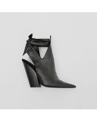 Burberry Tie Detail Leather Point-toe Mules - Black