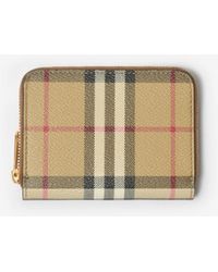 Burberry - Small Check Zip Wallet - Lyst