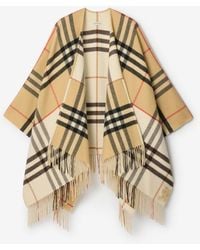 Burberry - Contrast Check Cashmere Wool Cape - Lyst