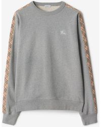Burberry - Check Trim Cotton Sweatshirt - Lyst