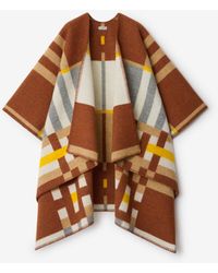 Burberry - Colour Block Check​ Wool Cape - Lyst