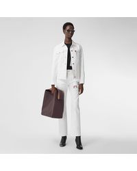 Burberry Straight Fit Montage Print Cropped Jeans - White