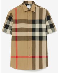 Burberry - Kurzarmhemd aus Stretchbaumwollpopelin in Check - Lyst