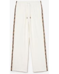 Burberry - Check Trim Cotton Track Pants - Lyst