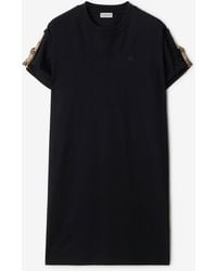 Burberry - Check Trim Cotton T-Shirt Dress - Lyst