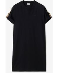 Burberry - Check Trim Cotton T-Shirt Dress - Lyst