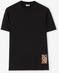 Burberry - Check Cashmere Patch Cotton T-Shirt - Lyst