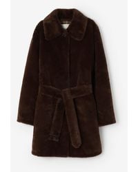 Burberry - Short Belted Faux-Fur Car Coat - Lyst