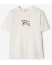 Burberry - Ekd Check Cotton T-Shirt - Lyst