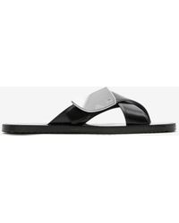 Burberry - Leather Strip Shield Slides - Lyst