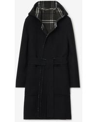 Burberry - Reversible Wool Hooded Wrap Coat - Lyst