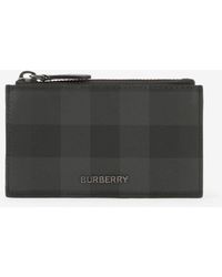 BURBERRY Colour block check zip card case