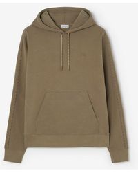 Burberry - Check Piping Cotton Hoodie - Lyst