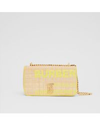 Burberry Small Horseferry Print Quilted Raffia Lola Bag - Yellow
