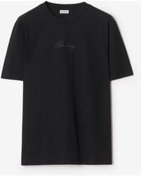 Burberry - Check Cursive Logo Cotton T-Shirt - Lyst