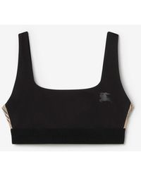 Burberry - Check Trim Stretch Nylon Bra Top - Lyst