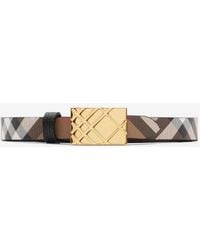 Burberry - Thin Reversible Engraved Check Belt - Lyst