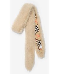 Burberry - Skinny Shearling Scarf - Lyst