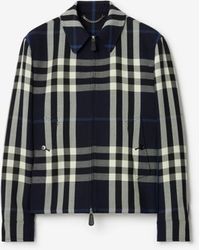 Burberry - Check Wool Cotton Jacket - Lyst