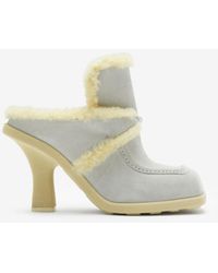 Burberry - Suede And Shearling Highland Mules - Lyst
