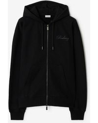 Burberry - Check Cursive Logo Cotton Zip Hoodie - Lyst