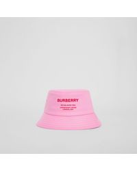 Burberry Horseferry Motif Cotton Bucket Hat - Pink