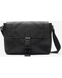 Burberry - Small Embossed Check Buckled Messenger Bag​ - Lyst