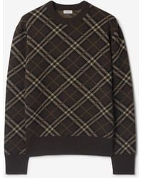 Burberry - Check Wool Cashmere Blend Sweater - Lyst