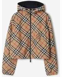 Burberry - Cropped Reversible Check Jacket - Lyst