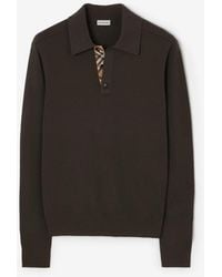 Burberry - Long-Sleeve Wool Polo Shirt - Lyst