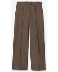 Burberry - Check Wool Linen Blend Tailored Trousers - Lyst