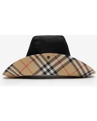 Burberry - Check Brim Gabardine Hat - Lyst