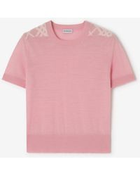 Burberry - Check Panel Wool Silk Top - Lyst