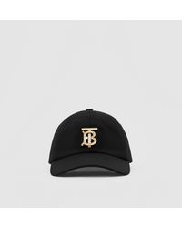 Burberry Crystal Monogram Motif Cotton Baseball Cap - Black
